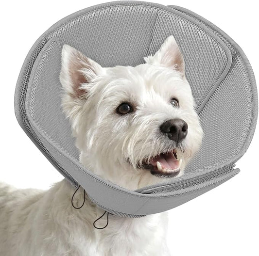 AOFITEE Dog Cones for Medium Dogs, Soft Dog Cone Collar After Surgery, Adjustable Cone for Dogs to Stop Licking, Breathable Pet E-Collar Alternative for Wound Healing(Grey,Medium)