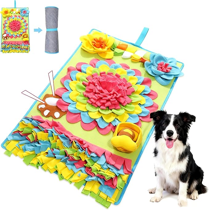 AMIR Upgrade Slow Feeder Mat for Dogs – Anti-Gobble & Anti-Anxiety Dog Food Mat, Snuffle Mat for Boredom Relief & Mental Stimulation, Works for All Breeds, Sizes & Ages