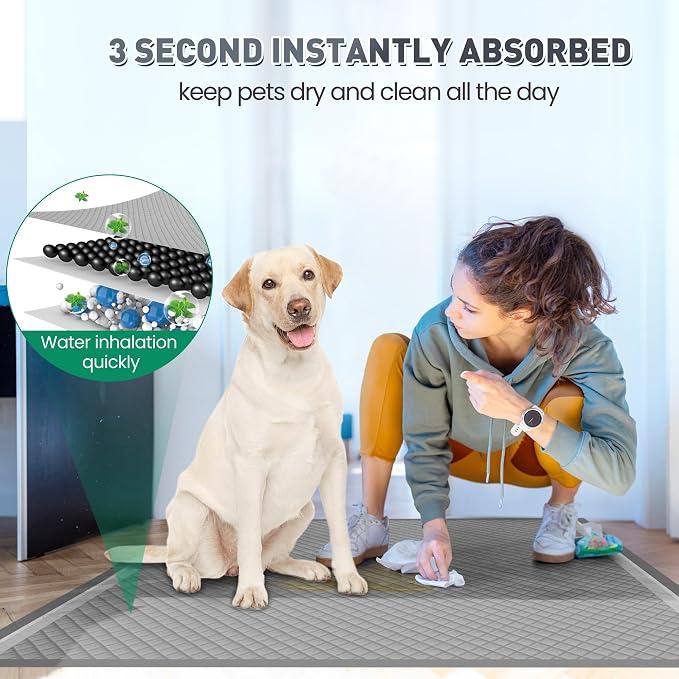 31"x47" Activated Charcoal Dog Pee Pads - 32 Count,Extra Large，Super Absorbent, Leakproof, Long-Lasting Odor Control, Ideal for Large Dogs and Potty Training Puppies