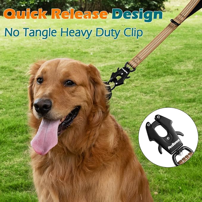 PetBonus Heavy Duty 18 Inch Short Dog Leash and 2-Pack Large Silicone Collapsible Dog Bowls