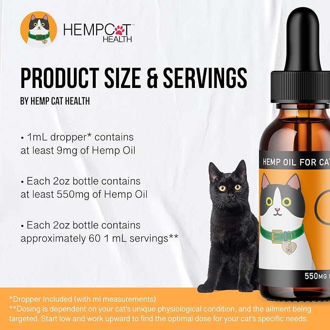 Calm Drops for Cats - Lavender Hemp Oil Blend for Balance During Fireworks, Travel, Alone Time, & New Environments - USDA Organic Cat Calming Drops - New & Improved Formula - 2 oz
