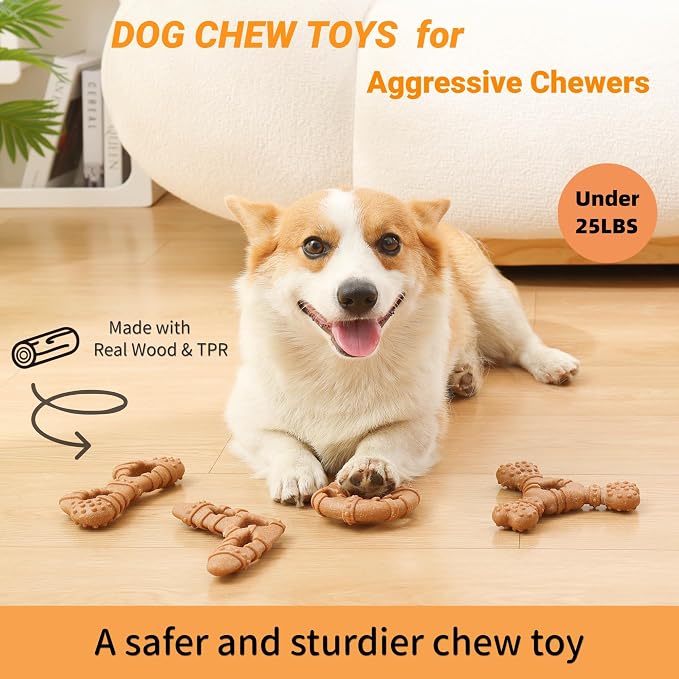 Puppy Chew Toys 6 Pack, Indestructible Dog Toy for Small Dogs, Dog Bones for Aggressive Chewers Puppy Teething Toys to Keep Them Busy, 30lbs and Under