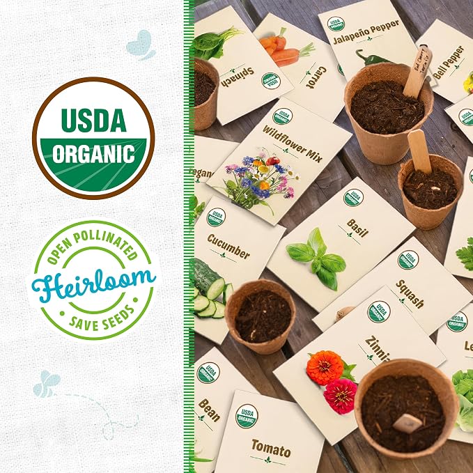 Back to the Roots 100% Heirloom Rescued Seeds, Variety Pack, 30ct of Organic Veggies, Herbs & Flowers to Prevent Waste (Assortment Varies)