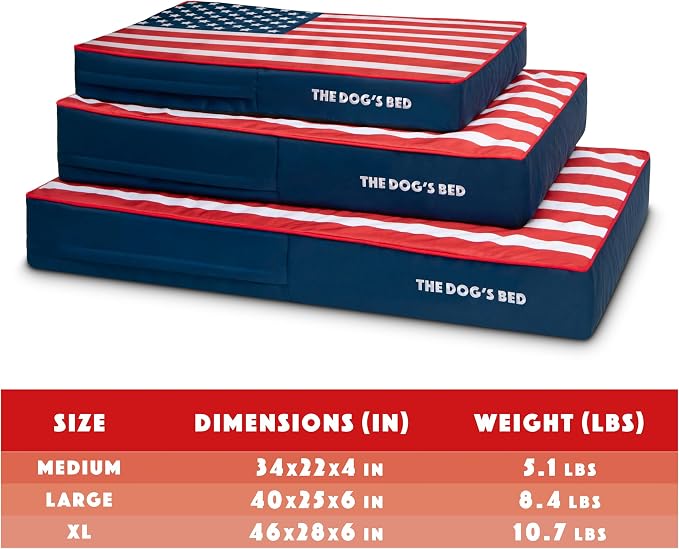 The Dog’s Bed Replacement Outer Cover, Oxford Fabric, Blue with Red Trim US Center Flag, Large, 6-Inch
