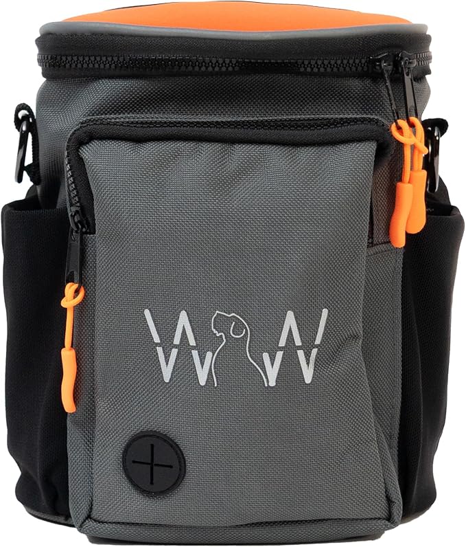 Quickdraw XL Dog Treat Pouch – Multipurpose Training Bag with Waste Bag Dispenser, Phone Pocket, Water Bottle Holders and 3-Way Strap – Durable and Reflective (Orange)