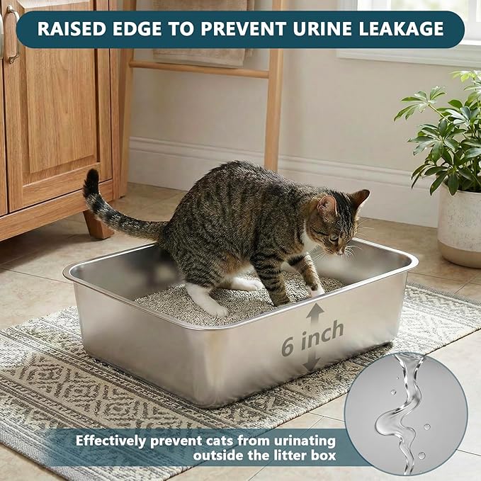 Homegroove Cat Scratch Furniture Protector, Stainless Steel Litter Box 2 Pack