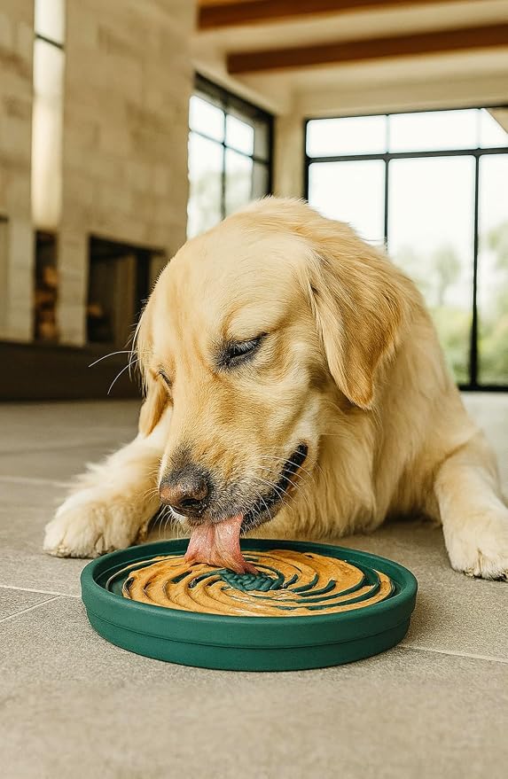 4-in-1 Slow Feeder Dog Bowl and Lick Mat Set, 1 Base and 3 Interchangeable Textured Lids, Suction Base, BPA-Free Silicone, Dishwasher Safe