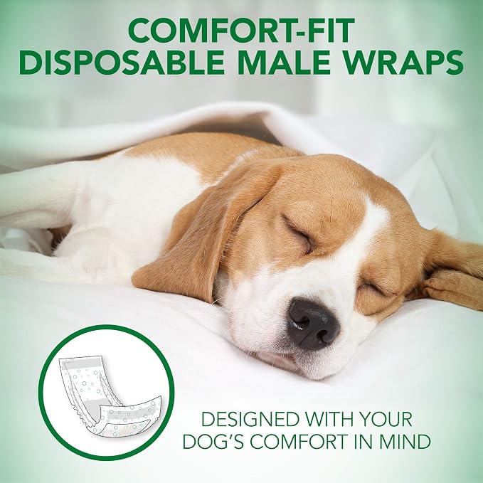 Vet’s Best Comfort Fit Disposable Male Dog Diapers - Absorbent Male Wraps with Leak Proof Fit - Large, 30 Count