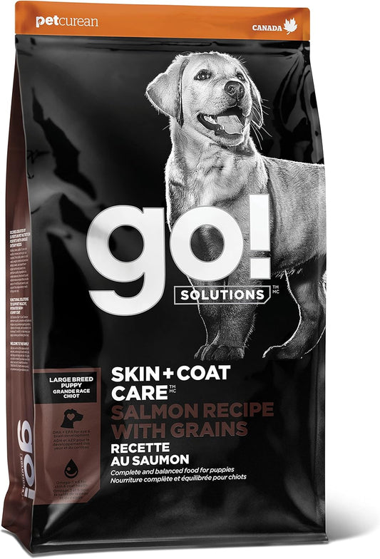 Go! Solutions Skin + Coat Care, Dry Dog Food, Large Breed Puppy Salmon Recipe with Grains, 12 lb Bag