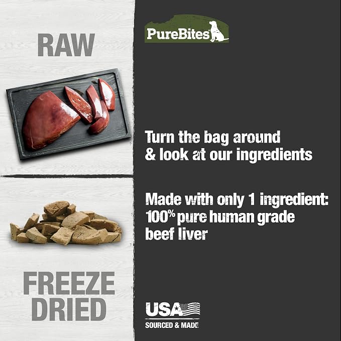 PureBites Beef Liver Freeze Dried Dog Treats, 1 Ingredient, Made in USA, 11oz