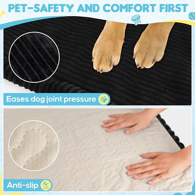 Loiion Thickened 4 in Orthopedic Dog Car Bed, Non-Slip Backseat Pet Mat, Removable Washable for SUVs/Sedans/Trucks, Plush Comfort for Large/Senior Dogs, Easy Clean (Black, XL（56" Lx28.7 M×4" H)