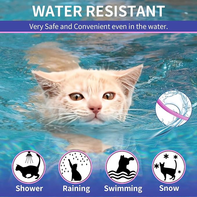 4 Pack Flea Collar for Cats, 32 Months Flea and Tick Prevention for Cat, Waterproof & Natural Cat Flea and Tick Treatment, Adjustable for Cats Kittens(Blue&Pink)