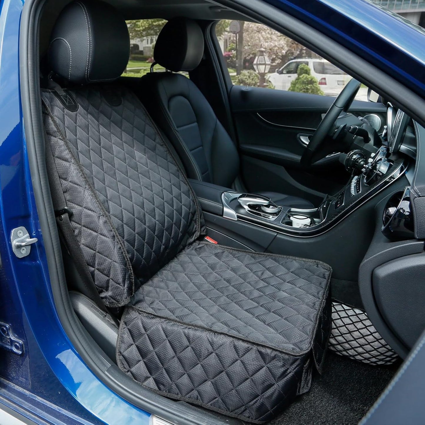 PETICON Front Seat Cover 2 Pack, Full Protection Dog Car Seat Cover with Side Flaps, Nonslip Scratchproof Captain Chair Seat Cover Fits for Cars, Trucks, SUVs, Jeep, Black