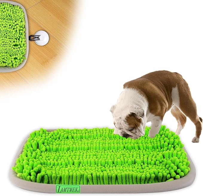 Snuffle Mat for Dogs, 17" x 21" Dog Snuffle Mat Interactive Feed Game for Boredom, Encourages Natural Foraging Skills and Stress Relief, Easy to Fill Machine Washable (NEW-Green)