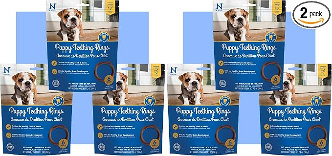 N-Bone Puppy Teething Rings Chicken Flavor Dog Treat, 18 Rings, 21.6-oz - Natural Puppy Chew Toys Alternative for Teething Discomfort - Small and Large Dogs, (Pack of 2)