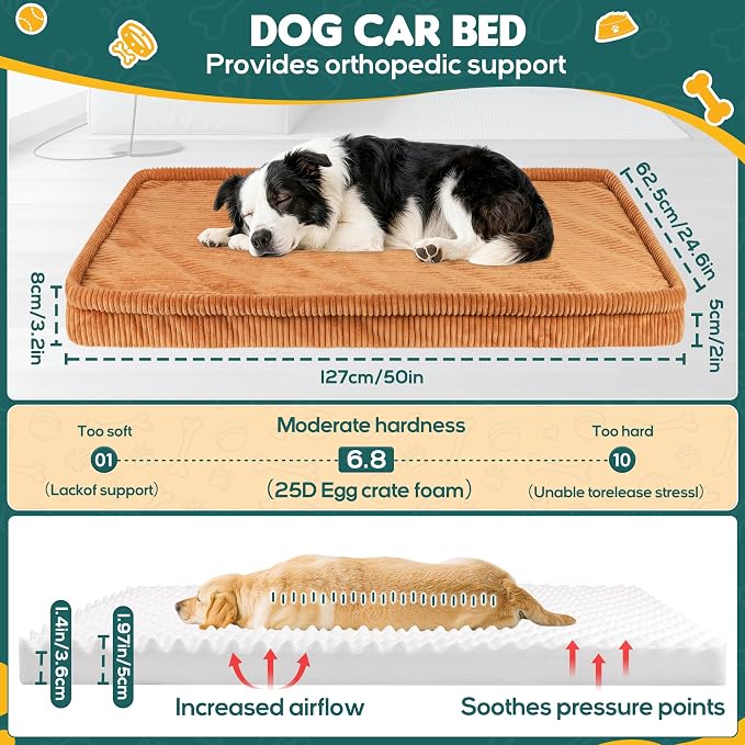 Dog Car Bed, Non-Slip Backseat Extender Pet Mat, Removable Washable Dog Bed for SUVs, Sedans & Trucks, Anti-Slip Travel Bed for Dogs, Easy Clean & Scratch-Proof & Comfort (M, No Backseat Extender)