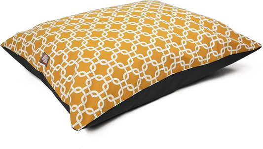 Majestic Pet Rectangle Large Dog Bed Washable – Non Slip Comfy Pet Bed – Dog Crate Bed Super Value Pillow Dog Bed – Dog Kennel Bed for Sleeping - Dog Bed Large Breed 46 x 35 Inch – Links Yellow