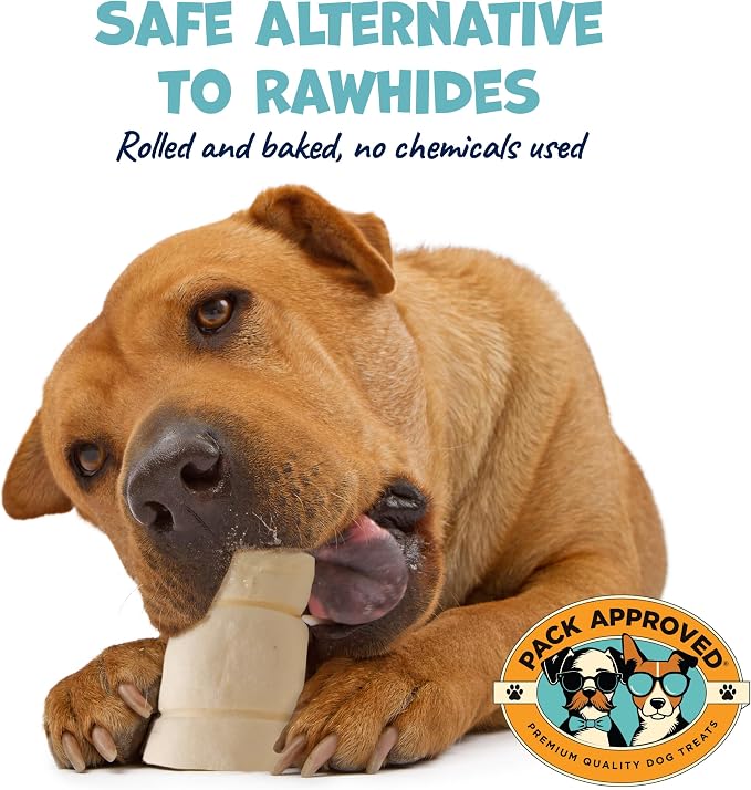 Pack Approved Long Lasting Dog Chews Bundle - Beef Cheek Rolls & Bull Beef Twists for Medium to Large Dogs