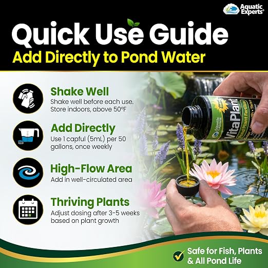 VitaPlant Pond Plant Fertilizer – Liquid Aquatic Plant Food for Water Lilies & Aquatic Plants, Supports Lush Growth & Vibrant Color, 500 mL, Aquatic Experts