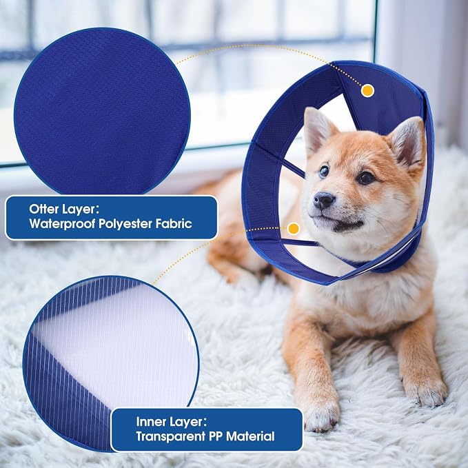 Dog Cone Collar Soft Adjustable Cone for Dogs to Stop Licking Dog Recovery E-Collar for Small Medium Large Dogs After Surgery Alternative(Blue, S)