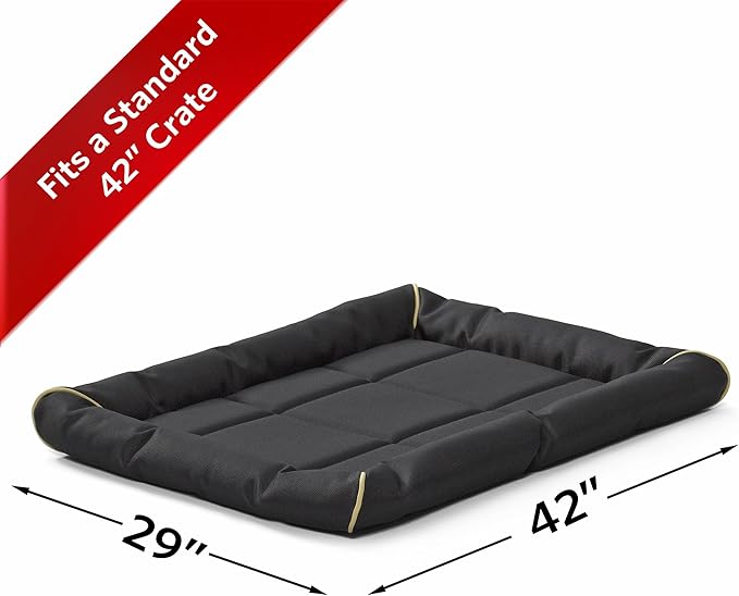 MidWest Homes for Pets Large QuietTime MAXX Ultra-Rugged Dog Bed, Water & Odor Resistant, Bolstered Edge, Non-Slip Bottom, Fits 42-inch Crates, Black