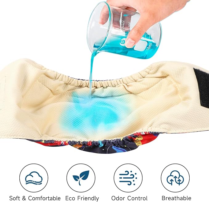 5 Pack Dog Diapers Male Reusable, Premium Belly Bands for Male Dogs, High Absorbing Male Dog Pee Wraps for Doggie in Incontinence or Excitable Urination and Training, Dino L