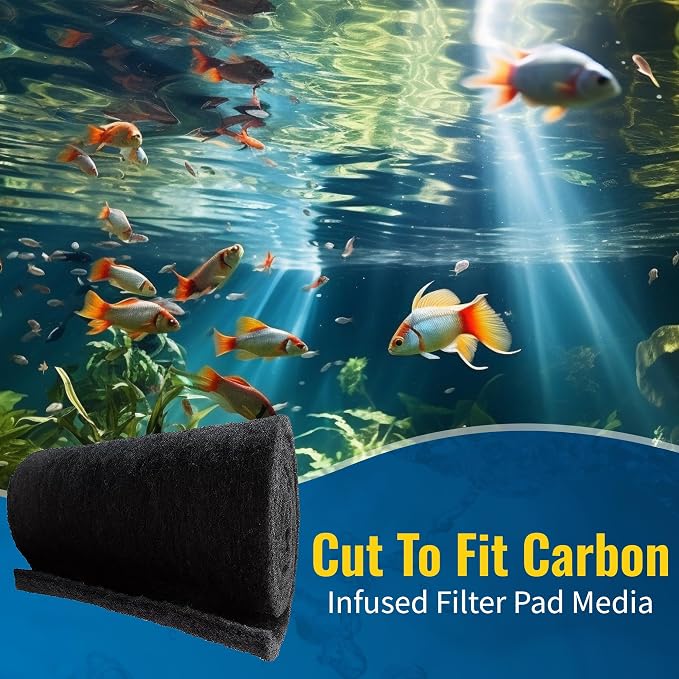 CFS Aquarium Carbon Pad - Cut to Fit Carbon Infused Filter Pad Media for Clean & Clear Fish Tank and Ponds (Carbon filter, 10.5" x 36")