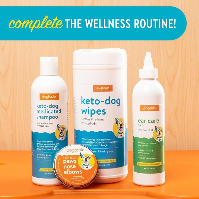 Dogtopia Keto Dog Wipes for Pets (60ct) | Soothing and Convenient Wipes for Pets’ Irritated Skin | Relief for Skin Problems in Dogs