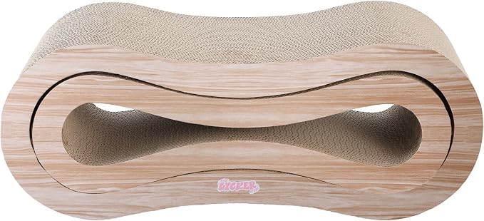 CSR1014C Suvi 26" Modern Cardboard Infinity 2-in-1 Lounge Bed Cat Scratcher with Catnip, Oak Wood