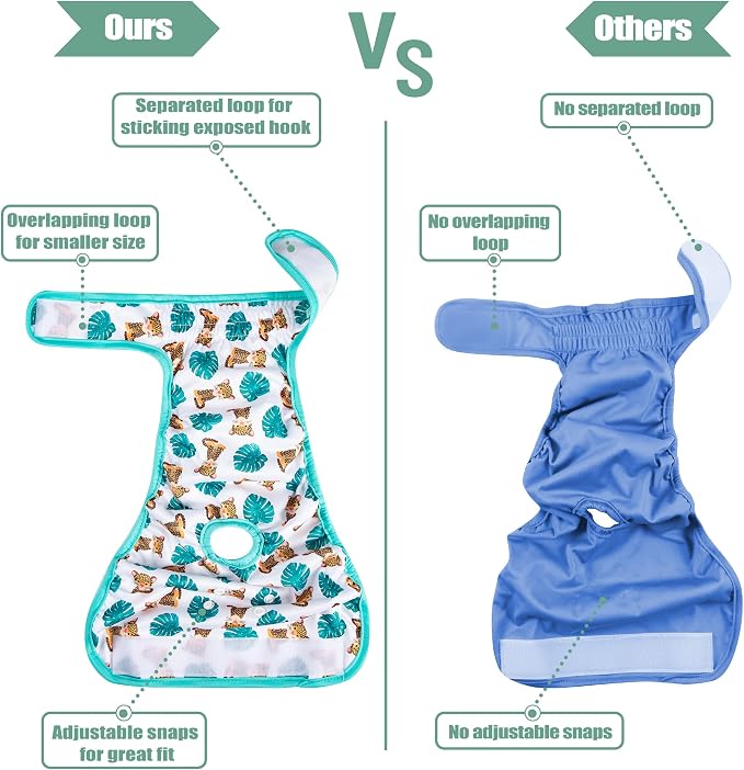wegreeco Washable Female Dog Diapers Highly Absorbent Reusable Diapers for Dog in Heat Period, 3 Pack (The King of Forest, Small)