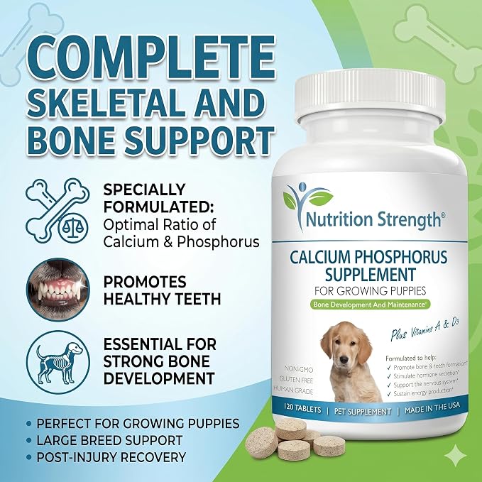 Calcium Phosphorus for Dogs Supplement, Provide Calcium for Puppies, Promote Healthy Dog Bones and Puppy Growth Rate, Dog Bone Supplement, 120 Chewable Tablets
