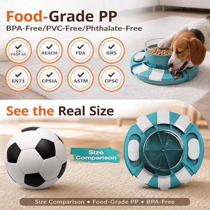 KADTC Dog Puzzle Toy, 2 Levels of Challenge, Push-to-Release Treat Dispenser Slow Feeder & Mental Stimulation Enrichment Toy for Small Medium Large Dogs