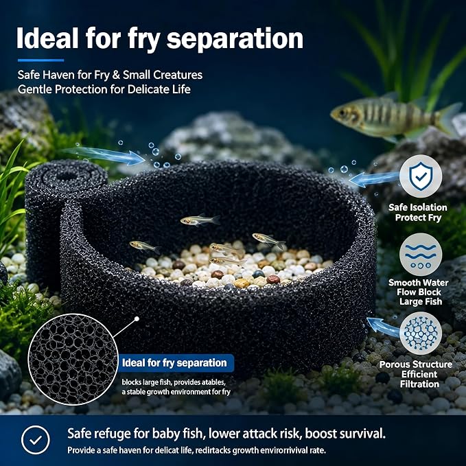 Aquarium Filter Media Foam Cut to Fit, 72"x12"x1" Pre Filter Sponge Pad for Fish Tank, Bio Foam Pad for Aquarium, Pond, Sump, 20ppi Coarse Pad for Mechanical & Bio Filtration