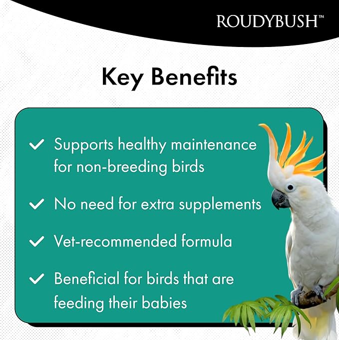 RoudyBush Breeder Food for Breeding & Weaning Birds, Pelleted Diet Made with Corn, Wheat & Soy, Daily Food for Small & Medium Parrots, Mini Pellet, 25 LB