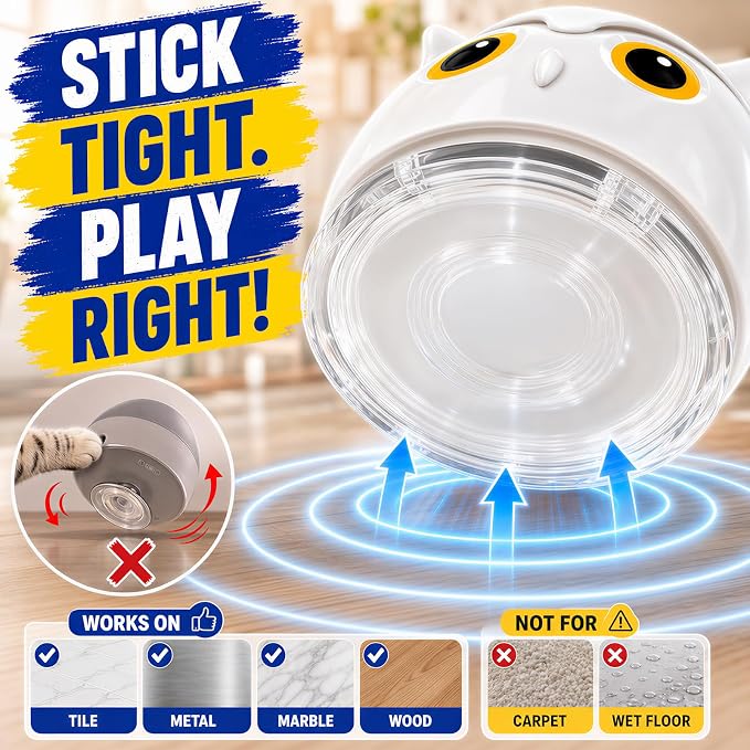 Interactive Cat Toys for Indoor Cats - Automatic Flying Bird Feather Toy with Sticky Suction Base, USB Rechargeable 360° Electric Cat Teaser, Touch Activated Self-Play Toy for Bored Cats