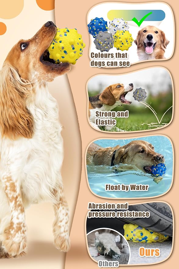 Moonorange Dog Tennis Balls for Aggressive Chewers, Indestructible Durable Bouncy Interactive Toy for Dogs Fetch Game Lightweight Floating Outdoor Training(White+Grey Large)