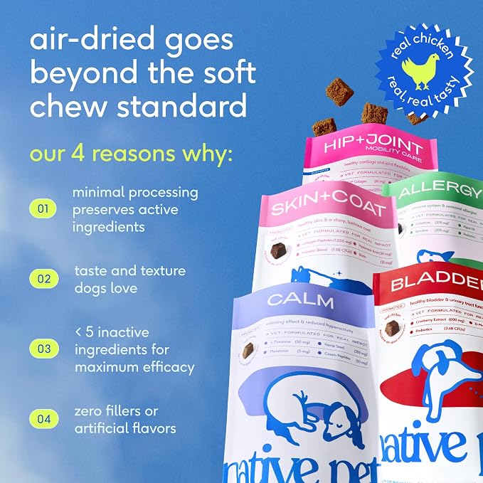 Native Pet Dog UTI Treatment - Cranberry Supplement for Dogs - Supports Normal Bladder Function, Urinary Tract & Kidney Health - Real Cranberry Extract, D-Mannose & Probiotics - Air-Dried - 120 Chews