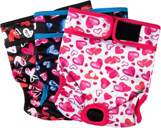 Paw Legend Washable Reusable Female Dog Period Diapers for Heat Doggie Puppy Diapers for Female Dogs (3 Pack, Large)