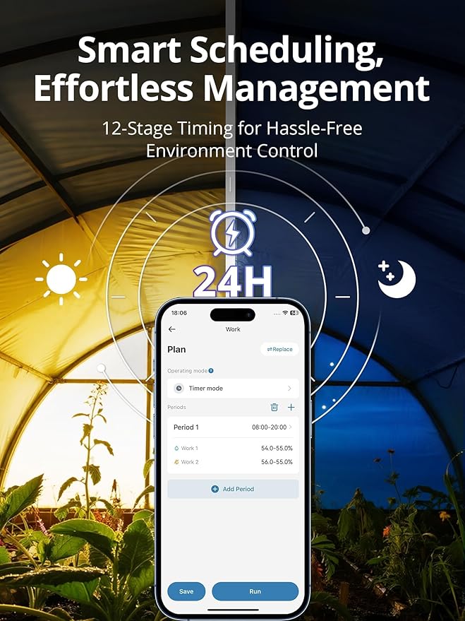 LUXBIRD WiFi Temperature Humidity Controller LTC-318-W with Monitor, App Control for Reptile Terrarium Greenhouse Grow Tent，2-Year Warranty (Black)