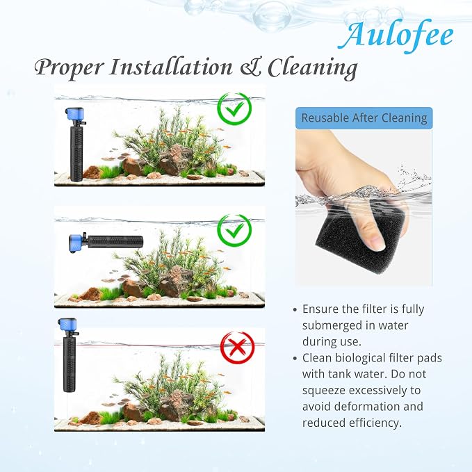 100-300 Gallon Aquarium Filter,Internel Fish TankFilters, Submersible Turtle Tank Filter for Large Tanks & Small Ponds, Whisper Filter,Freshwater &Saltwater