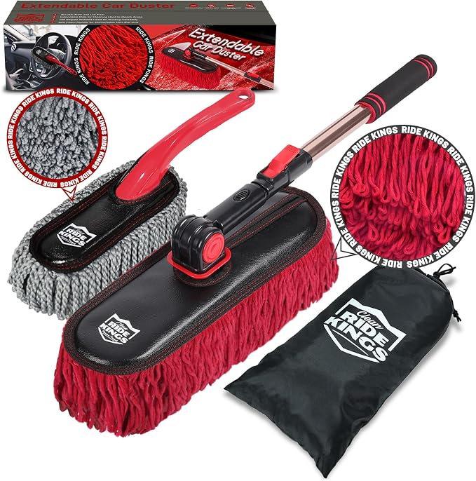 Car Duster Exterior Scratch Free, Extendable Handle, Detail Brush Kit for Vehicles, Wax Cotton Fabric, Waterless Wash Treatments，Car Care Equipment，Gifts for Men Women