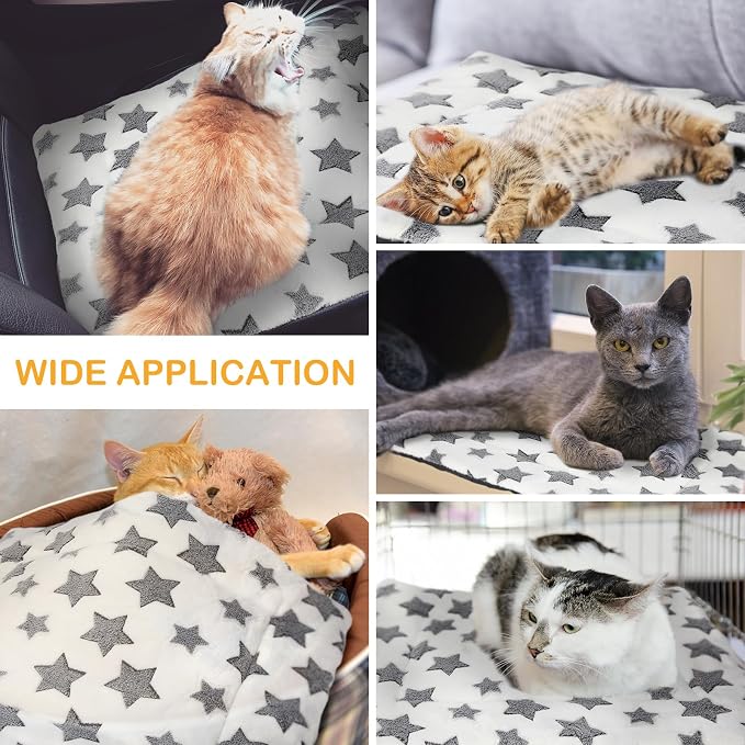 VitalCozy 4 Pcs Dog Crate Pads, Ultra Soft Warm Washable Anti-Slip Kennel Bed Mat for Pets, Reversible, Replaceable, Cage Liner for Small Medium Large Dogs and Cats(18 x 24 x 1.6 Inch,Star,White)