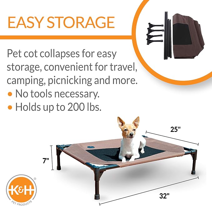 K&H Pet Products Original Elevated Pet Cot Tan with Microfleece Pad