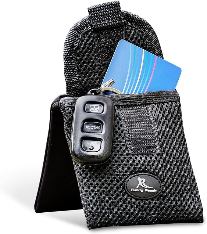 Running Buddy Mini Magnetic Belt Bag - Magnetic Quick-Attach Workout Belt - Water-Resistant Waist Bag - 3.75 x 4 in, Black