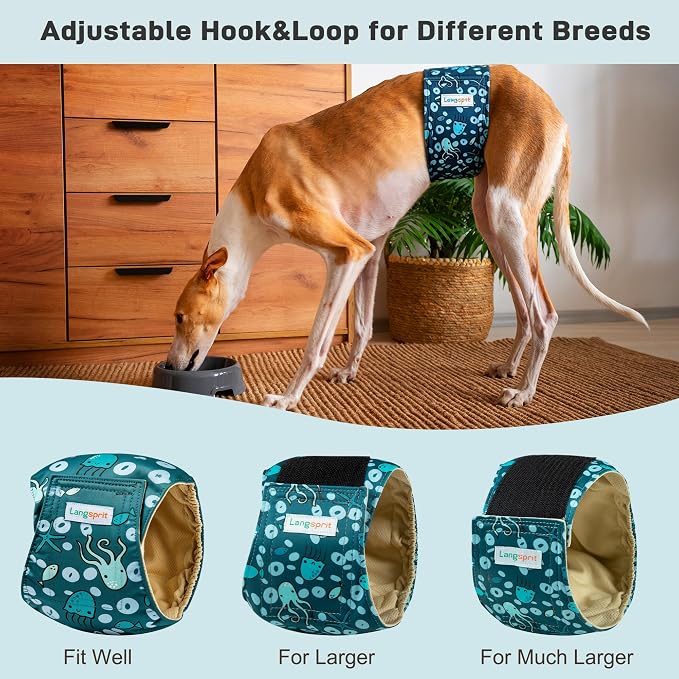 Langsprit Small Male Dog Diapers for Doggie Puppy,Reusable Belly Bands for Male Dogs Wraps,Washable Doggy Dog Diapers Medium Large in Incontinence 5 Pack (Brown, Green, Grey, X-Small