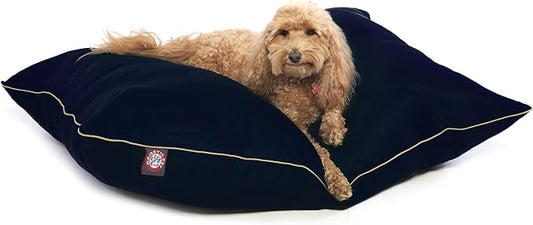 Majestic Pet Rectangle Medium Dog Bed Washable – Non Slip Comfy Pet Bed – Super Value Crate Pet Pillow – Puppy Kennel for Sleeping - Medium Breed 35 x 28 Inch – Solid Blue