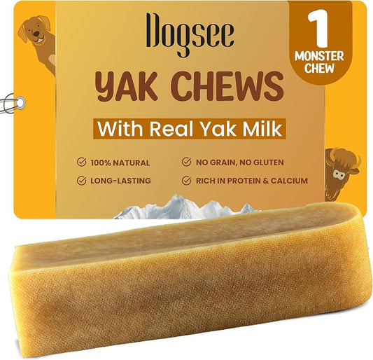 Dogsee Himalayan Yak Chews (Monster/XL- 1 Chew) .100% Natural, 60% Protein, Dog Treats for Large Breed Dog Chews for Dogs Over 55 lbs