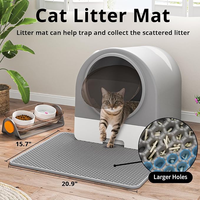 Oneluck Dome Litter Box, Drawer Type Large XL Cat Toilet, Covered Hidden Dog Proof,with Scoop,Mat, for Odor Control and Less Trackin(19.7" L x 16.5" W x 16.5" H)
