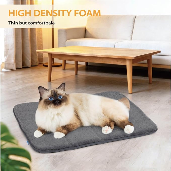 Dog Crate Pad for Small Dogs - 24"x18" Memory Foam Dog Bed, Washable & Anti-Slip Dog Bed Mat, Ultra Soft Kennel Pad for Dogs Cozy Sleeping Mat, Khaki