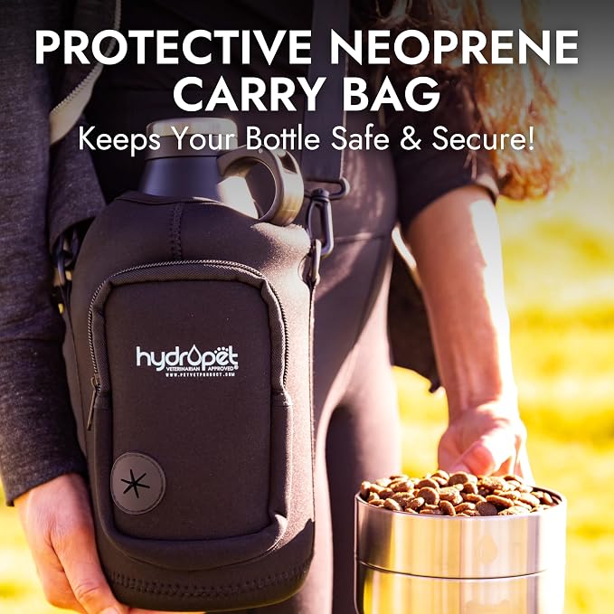 Hydropet Portable Dog Water Bottle (32 oz) - Insulated Dogs & Cats Travel Bottles, Stainless Steel - Detachable Dog Food Bowl and Water Bowl - Great for Daily Walks - Puppy Essentials & Accessories